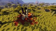 The ruined portal found at the spawn of this seed (Image via Minecraft)